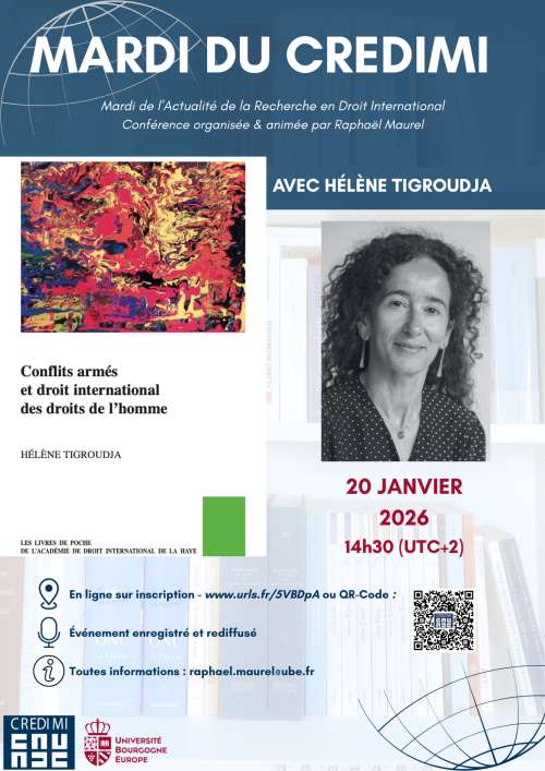 20 janvier 2026 - MARDI du CREDIMI avec Hélène Tigroudja (en ligne) Photo de l'article : 20 janvier 2026 - MARDI du CREDIMI avec Hélène Tigroudja (en ligne)