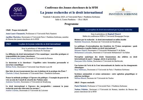 5 décembre - Présidence de panel au colloque SFDI Photo de l'article : 5 décembre - Présidence de panel au colloque SFDI