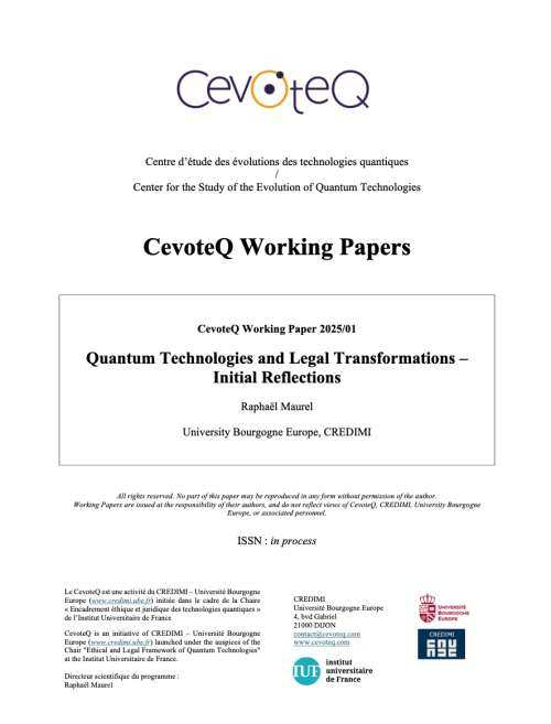 Photo de l'article : Quantum Technologies and Legal Transformations – Initial Reflections, CevoteQ Working Paper 2025/01